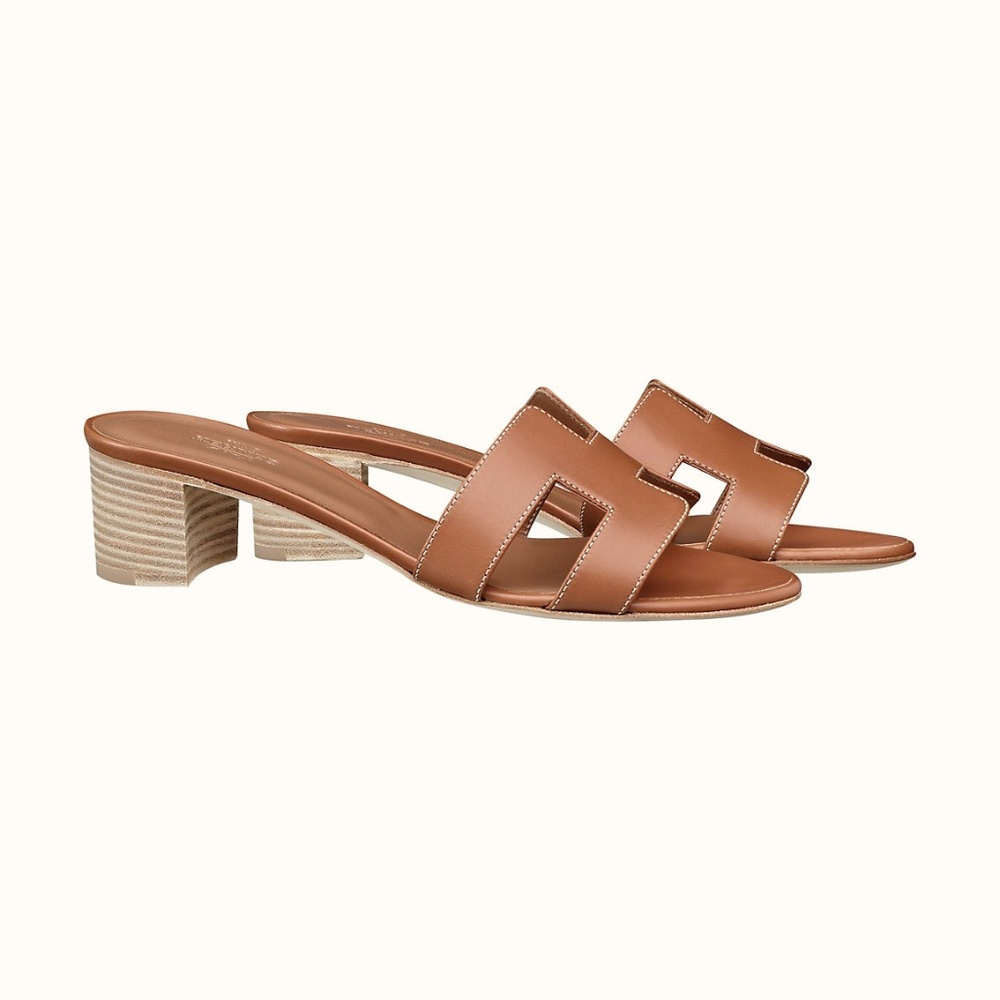 Hermes Oasis Sandal in Gold, Tan, Leather